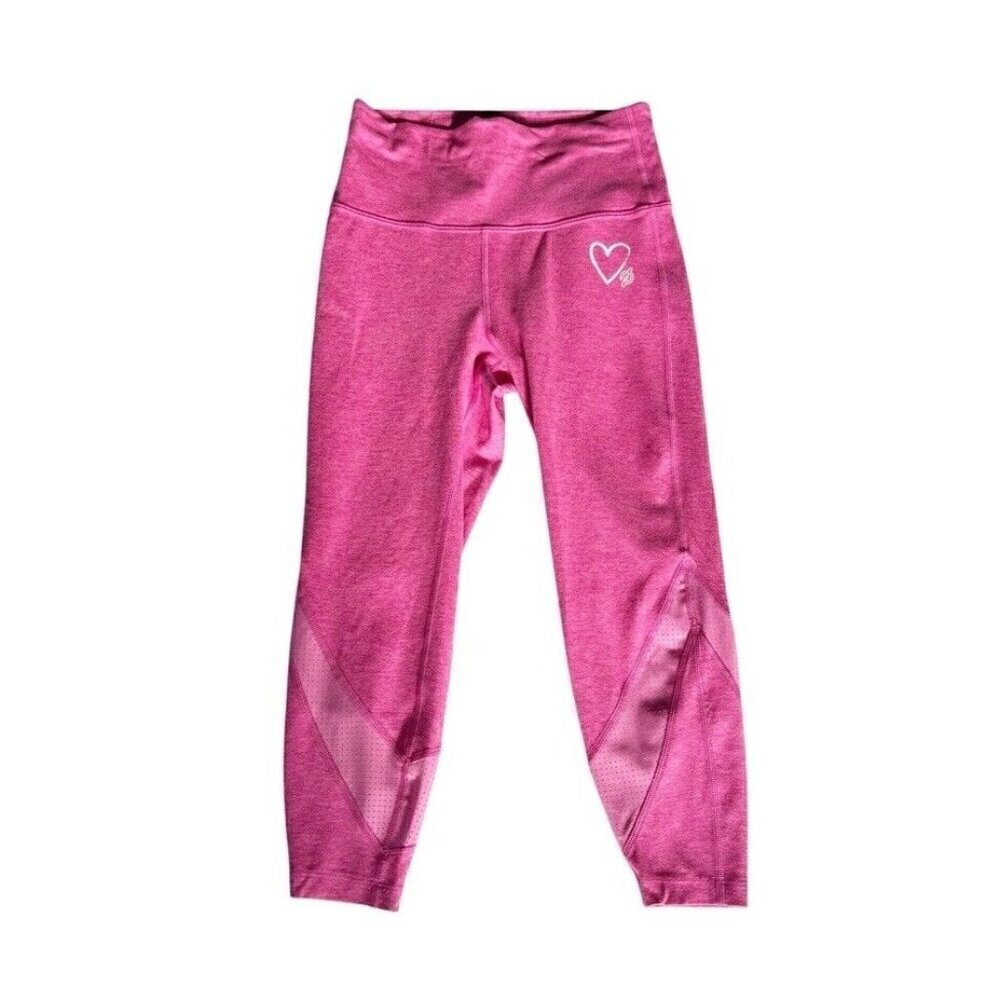 Peloton Women's Sz XS Drive and Recover High Rise Mesh Capri Heathered Pink